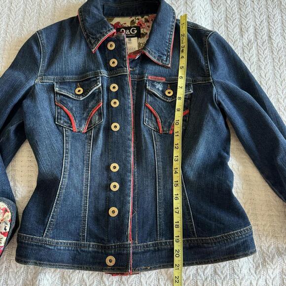 Authentic D&G Dolce and Gabbana Denim Jacket with Floral Lining Size 42 - Picture 7 of 12